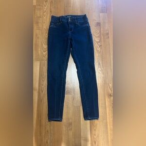 d. jeans Women's Denim High Waist Double Button Skinny Jeans Dark Blue Size 4